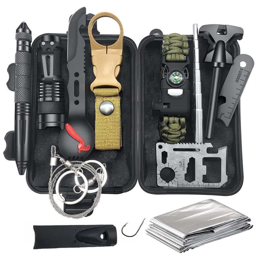 13-Piece Survival Gear Kit – Multi-Function Outdoor Emergency, First Aid & Camping Tools for Hiking and Adventure