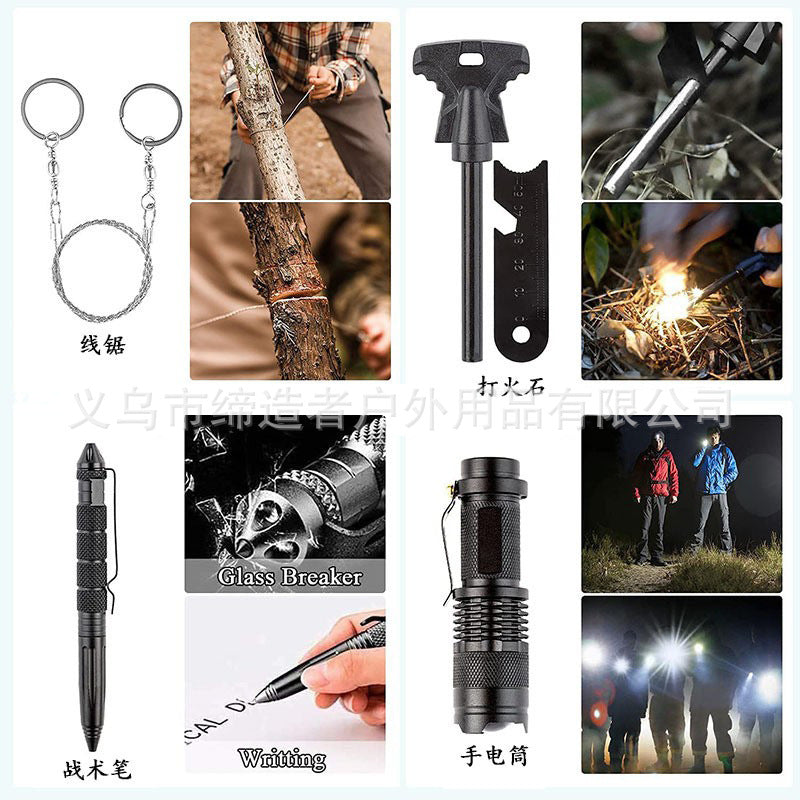 13-Piece Survival Gear Kit – Multi-Function Outdoor Emergency, First Aid & Camping Tools for Hiking and Adventure