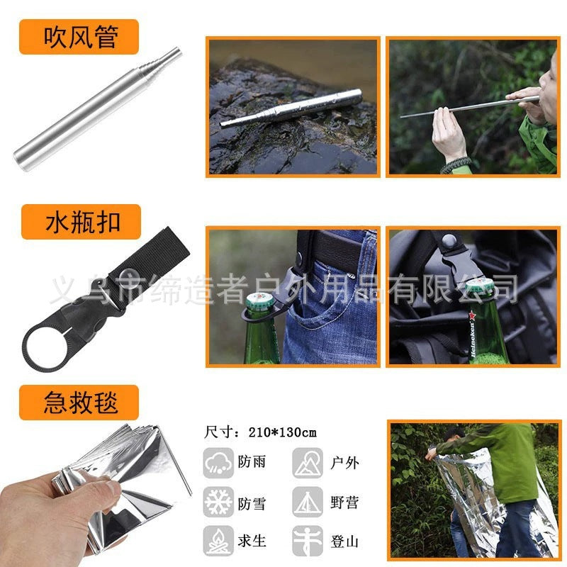13-Piece Survival Gear Kit – Multi-Function Outdoor Emergency, First Aid & Camping Tools for Hiking and Adventure